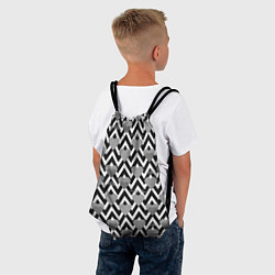 Рюкзак-мешок Черно белый узор зигзаг с сердцами и надписями Люб, цвет: 3D-принт — фото 2
