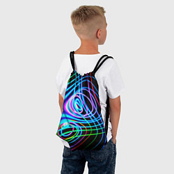 Рюкзак-мешок Неоновое множество линий - Голубой, цвет: 3D-принт — фото 2