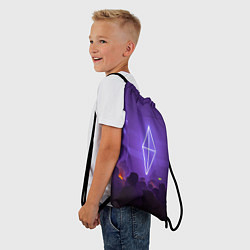 Рюкзак-мешок Неоновое помещение с людьми - Фиолетовый, цвет: 3D-принт — фото 2