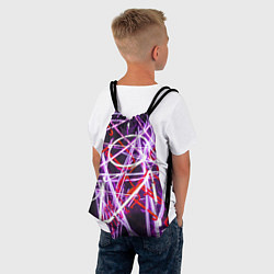 Рюкзак-мешок Неоновые хаотичные линии и буквы - Розовый, цвет: 3D-принт — фото 2