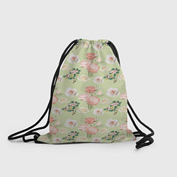 Рюкзак-мешок Розы на фоне салатного цвета roses, цвет: 3D-принт