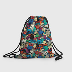 Рюкзак-мешок Граффити черепа и рожицы, цвет: 3D-принт