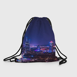 Рюкзак-мешок Неоновый ночной город - Фиолетовый, цвет: 3D-принт