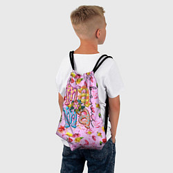 Рюкзак-мешок Слово МАМА в цветочках, цвет: 3D-принт — фото 2