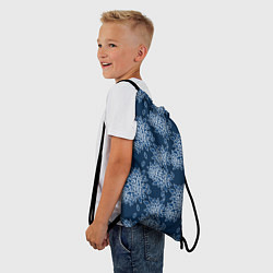 Рюкзак-мешок Темно-синий цветочный узор pattern, цвет: 3D-принт — фото 2