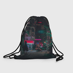 Рюкзак-мешок Неоновый мрачный город - Тёмно-зелёный, цвет: 3D-принт
