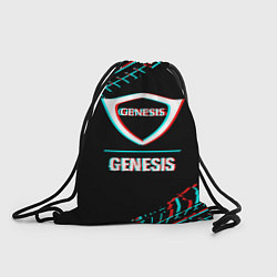 Рюкзак-мешок Значок Genesis в стиле Glitch на темном фоне, цвет: 3D-принт