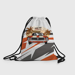 Рюкзак-мешок Ретро-авто и пальмы, цвет: 3D-принт