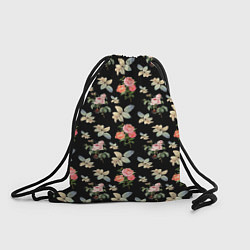 Рюкзак-мешок Розы на чорном фоне roses, цвет: 3D-принт