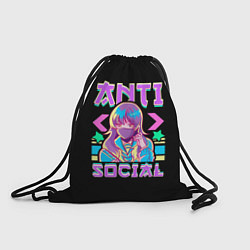 Рюкзак-мешок Anti Social Антисоциальный, цвет: 3D-принт