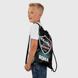 Рюкзак-мешок Roma FC в стиле Glitch на темном фоне, цвет: 3D-принт — фото 2