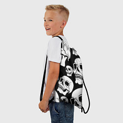 Рюкзак-мешок Черепа - чёрный фон, цвет: 3D-принт — фото 2