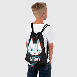 Рюкзак-мешок Stray в стиле glitch и баги графики на темном фоне, цвет: 3D-принт — фото 2