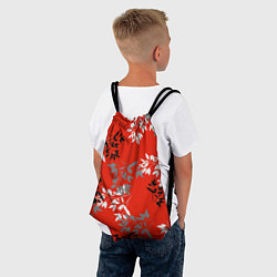 Рюкзак-мешок Черные и серые ветки на красном фоне в японском ст, цвет: 3D-принт — фото 2