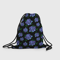 Рюкзак-мешок Сапфировые розы на черном, цвет: 3D-принт