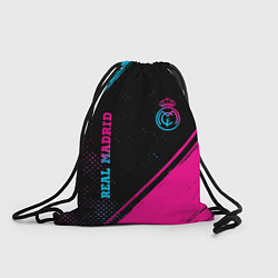 Рюкзак-мешок Real Madrid - neon gradient: символ и надпись верт, цвет: 3D-принт
