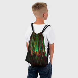 Рюкзак-мешок Абстрактное множество зелёных неоновых лучей, цвет: 3D-принт — фото 2