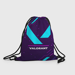 Рюкзак-мешок Символ Valorant в неоновых цветах на темном фоне, цвет: 3D-принт