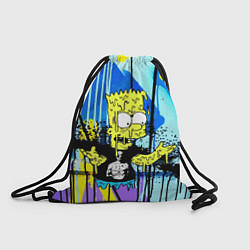 Рюкзак-мешок Барт Симпсон на фоне стены с граффити - стилизация, цвет: 3D-принт