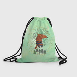 Рюкзак-мешок Лиса в ночном лесу, цвет: 3D-принт