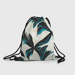 Рюкзак-мешок Листья тропические тёмно-синие, цвет: 3D-принт