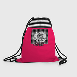 Рюкзак-мешок Аппликация Роза на клетчатом фоне, цвет: 3D-принт