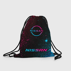 Рюкзак-мешок Nissan - neon gradient: символ, надпись, цвет: 3D-принт