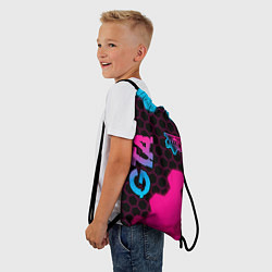 Рюкзак-мешок GTA - neon gradient: надпись, символ, цвет: 3D-принт — фото 2