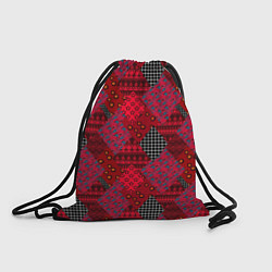 Рюкзак-мешок Красный лоскутный узор пэчворк, цвет: 3D-принт