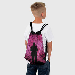 Рюкзак-мешок Неоновые розовые волны и силуэт человека, цвет: 3D-принт — фото 2