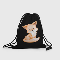 Рюкзак-мешок Маленький Лисёнок На Чёрном Фоне, цвет: 3D-принт