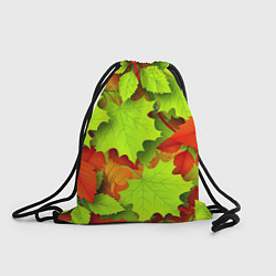 Рюкзак-мешок Зелёные осенние листья, цвет: 3D-принт