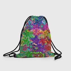 Рюкзак-мешок Узоры из разноцветных звёзд, цвет: 3D-принт