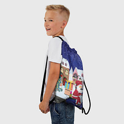 Рюкзак-мешок Дед Мороз едет на скутере с подарками в Новогоднюю, цвет: 3D-принт — фото 2