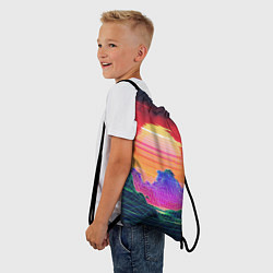 Рюкзак-мешок Синтвейв неоновые горы на закате, цвет: 3D-принт — фото 2