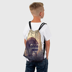 Рюкзак-мешок Любопытный енот, цвет: 3D-принт — фото 2