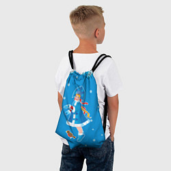 Рюкзак-мешок Снегурочка и снежинки, цвет: 3D-принт — фото 2
