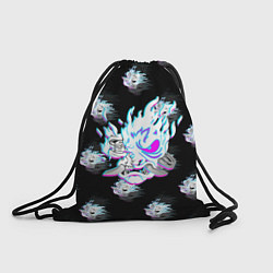 Рюкзак-мешок Cyberpunk 2077 neon samurai glitch art colors, цвет: 3D-принт