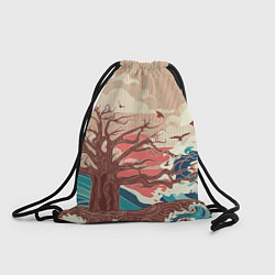 Рюкзак-мешок Большое дерево на острове в океане, цвет: 3D-принт