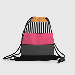 Рюкзак-мешок Полосатый узор желтые розовые черные полосы, цвет: 3D-принт