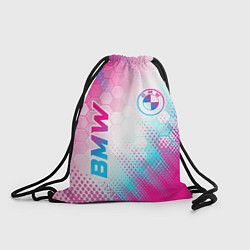 Рюкзак-мешок BMW neon gradient style: надпись, символ, цвет: 3D-принт