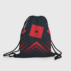 Рюкзак-мешок Красный символ Roblox на темном фоне со стрелками, цвет: 3D-принт