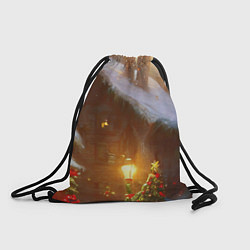 Рюкзак-мешок Cельский коттедж, засыпанный снегом, цвет: 3D-принт