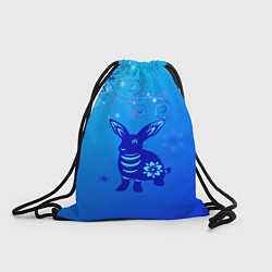 Рюкзак-мешок Синий кролик и снежинки, цвет: 3D-принт