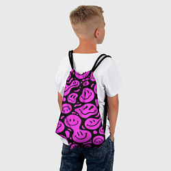 Рюкзак-мешок Кислотный розовый в смайликах, цвет: 3D-принт — фото 2