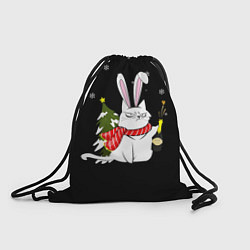 Рюкзак-мешок Серьёзный новогодний кот, цвет: 3D-принт