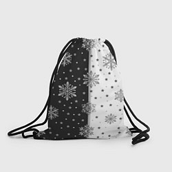 Рюкзак-мешок Рождественские снежинки на черно-белом фоне, цвет: 3D-принт
