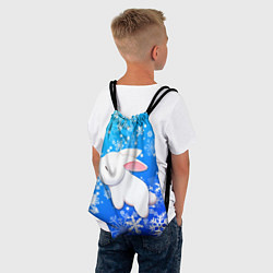 Рюкзак-мешок Милый кролик в снежинках, цвет: 3D-принт — фото 2