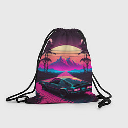 Рюкзак-мешок Synthwave car and mountains, цвет: 3D-принт