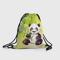 Рюкзак-мешок Панда на фоне листьев, цвет: 3D-принт